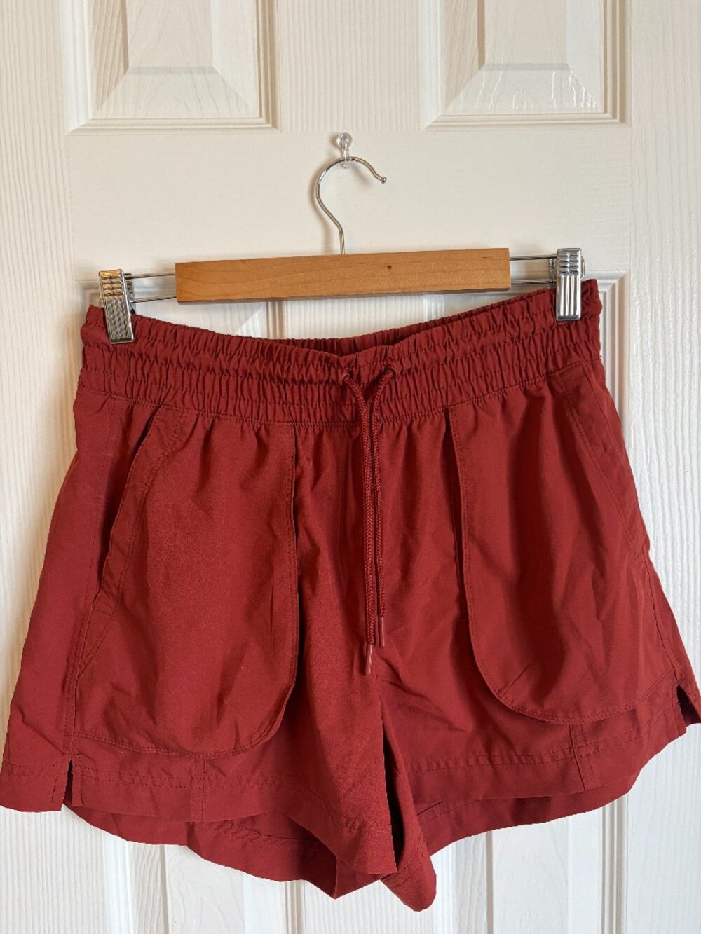 High-Waisted StretchTech Shorts 4" Length - Rust Orange